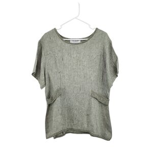 Aly Wear Women's 100% Linen Houndstooth Lagenlook Top - L